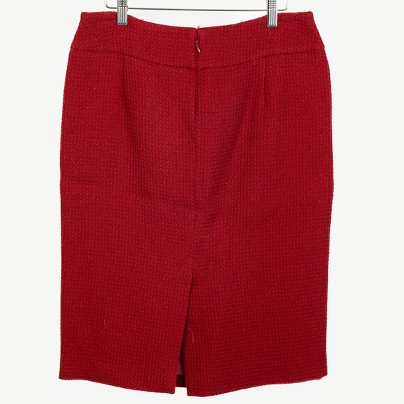 Donna Karan New York Red Wool Tweed Pencil Skirt - Picture 2 of 9